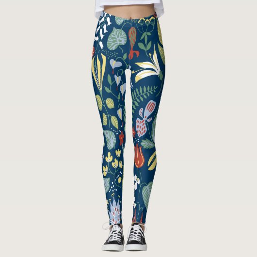 Lebhaftes Blumenmuster Leggings (Vorderseite)