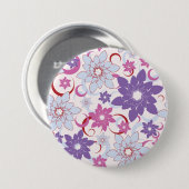 Lebhaftes Blumenmuster Lila Pink Blue Blumen Button (Vorne & Hinten)