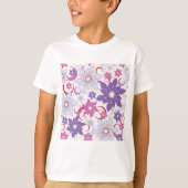 Lebhaftes Blumenmuster Lila Pink Blue Blumen T-Shirt (Vorderseite)