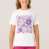 Lebhaftes Blumenmuster Lila Pink Blue Blumen T-Shirt (Vorderseite)