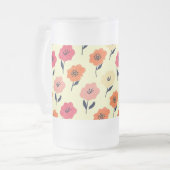 Lebhaftes Blumenmuster Mattglas Bierglas (Vorderseite Links)