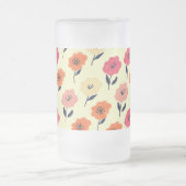 Lebhaftes Blumenmuster Mattglas Bierglas (Mittel)