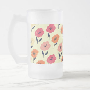 Lebhaftes Blumenmuster Mattglas Bierglas