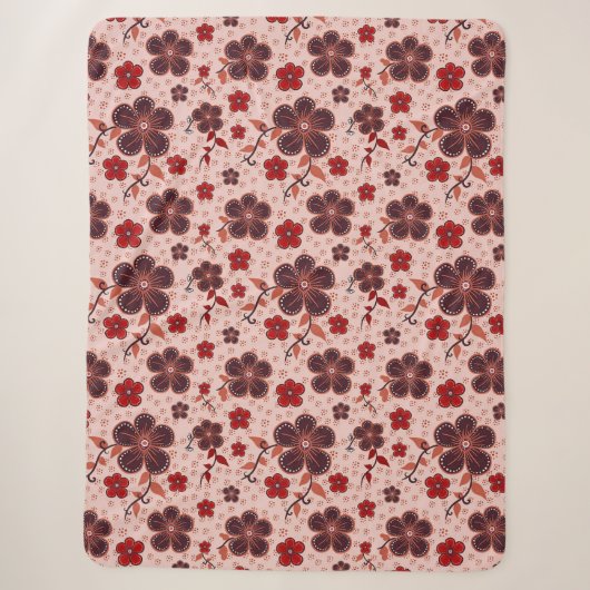 Lebhaftes Blumenmuster mit bunten Blume Sherpadecke (Vorderseite)