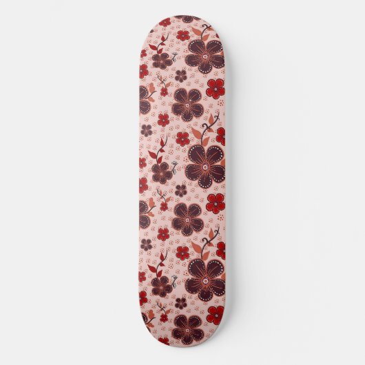Lebhaftes Blumenmuster mit bunten Blume Skateboard (Vorderseite)
