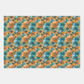 Lebhaftes Blumenmuster mit feinem, Aquamarinem, tü Geschenkpapier Set (Vorderseite)