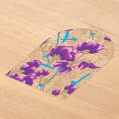 Lebhaftes Blumenmuster mit lila und blauem f Acryleinladungen (Ablage )