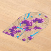 Lebhaftes Blumenmuster mit lila und blauem f Acryleinladungen (Ablage )