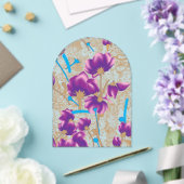 Lebhaftes Blumenmuster mit lila und blauem f Acryleinladungen (Insitu (Hochzeit))