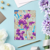 Lebhaftes Blumenmuster mit lila und blauem f Acryleinladungen (In Situ (Hochzeit))