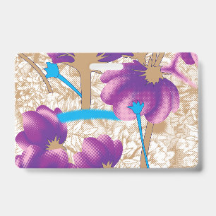 Lebhaftes Blumenmuster mit lila und blauem f Ausweis