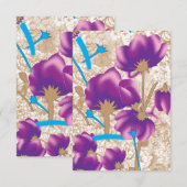 Lebhaftes Blumenmuster mit lila und blauem f Begleitkarte (Vorne/Hinten)