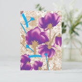Lebhaftes Blumenmuster mit lila und blauem f Begleitkarte (Stehend Vorderseite)