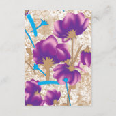 Lebhaftes Blumenmuster mit lila und blauem f Begleitkarte (Rückseite)