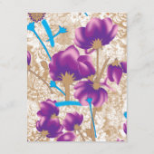 Lebhaftes Blumenmuster mit lila und blauem f Begleitkarte (Rückseite)