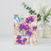 Lebhaftes Blumenmuster mit lila und blauem f Begleitkarte (Stehend Vorderseite)