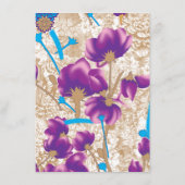 Lebhaftes Blumenmuster mit lila und blauem f Begleitkarte (Rückseite)