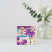 Lebhaftes Blumenmuster mit lila und blauem f Begleitkarte (Stehend Vorderseite)