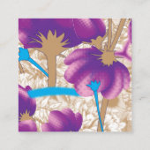 Lebhaftes Blumenmuster mit lila und blauem f Begleitkarte (Rückseite)