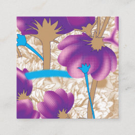 Lebhaftes Blumenmuster mit lila und blauem f Begleitkarte