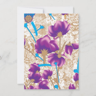 Lebhaftes Blumenmuster mit lila und blauem f Feiertagskarte