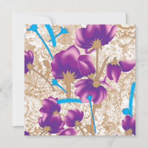 Lebhaftes Blumenmuster mit lila und blauem f Feiertagskarte