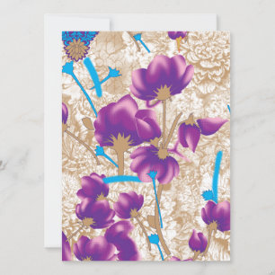 Lebhaftes Blumenmuster mit lila und blauem f Feiertagskarte