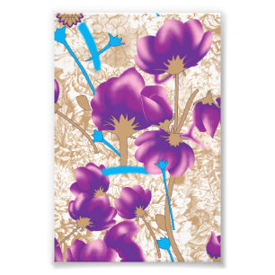 Lebhaftes Blumenmuster mit lila und blauem f Fotodruck
