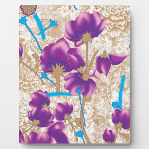 Lebhaftes Blumenmuster mit lila und blauem f Fotoplatte