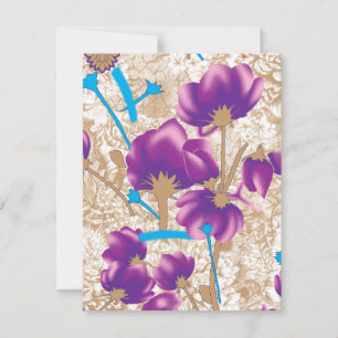 Lebhaftes Blumenmuster mit lila und blauem f Karte