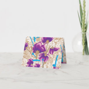 Lebhaftes Blumenmuster mit lila und blauem f Karte