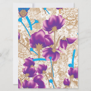 Lebhaftes Blumenmuster mit lila und blauem f Karte
