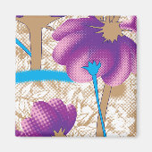 Lebhaftes Blumenmuster mit lila und blauem f Magnet (Vorne)