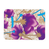 Lebhaftes Blumenmuster mit lila und blauem f Magnet (Horizontal)