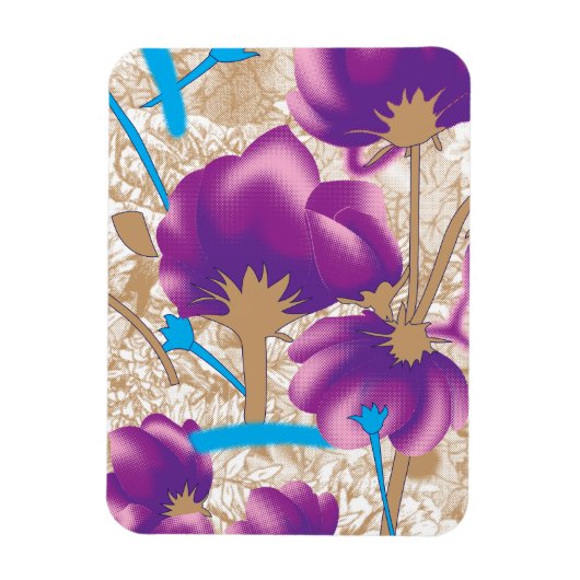 Lebhaftes Blumenmuster mit lila und blauem f Magnet (Vertikal)