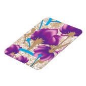 Lebhaftes Blumenmuster mit lila und blauem f Magnet (Linke Seite)