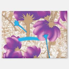 Lebhaftes Blumenmuster mit lila und blauem f Magnet