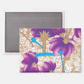 Lebhaftes Blumenmuster mit lila und blauem f Magnet (Vorderseite/Rückseite)