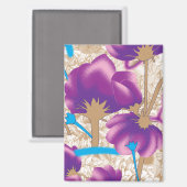 Lebhaftes Blumenmuster mit lila und blauem f Magnet (Vorderseite/Rückseite)