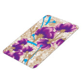 Lebhaftes Blumenmuster mit lila und blauem f Magnet (Linke Seite)