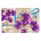 Lebhaftes Blumenmuster mit lila und blauem f Magnet (Horizontal)