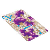 Lebhaftes Blumenmuster mit lila und blauem f Magnet (Rechte Seite)