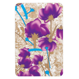 Lebhaftes Blumenmuster mit lila und blauem f Magnet