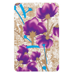 Lebhaftes Blumenmuster mit lila und blauem f Magnet