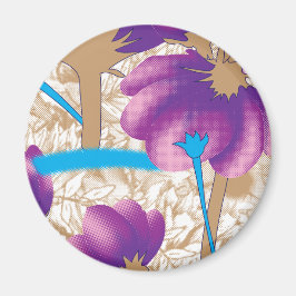 Lebhaftes Blumenmuster mit lila und blauem f Magnet