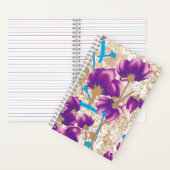 Lebhaftes Blumenmuster mit lila und blauem f Notizblock (Innen)
