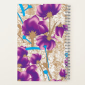 Lebhaftes Blumenmuster mit lila und blauem f Notizblock (Rückseite)