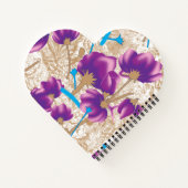 Lebhaftes Blumenmuster mit lila und blauem f Notizblock (Rückseite)