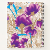 Lebhaftes Blumenmuster mit lila und blauem f Notizblock (Rückseite)
