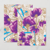 Lebhaftes Blumenmuster mit lila und blauem f Postkarte (Vorne/Hinten)